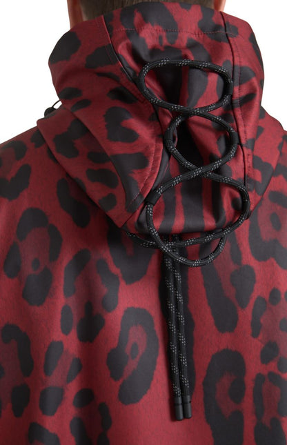 Dolce &amp; Gabbana Radiant Red Leopard Print Huvjacka