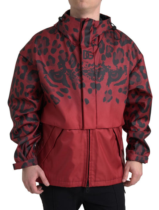 Dolce &amp; Gabbana Radiant Red Leopard Print Huvjacka