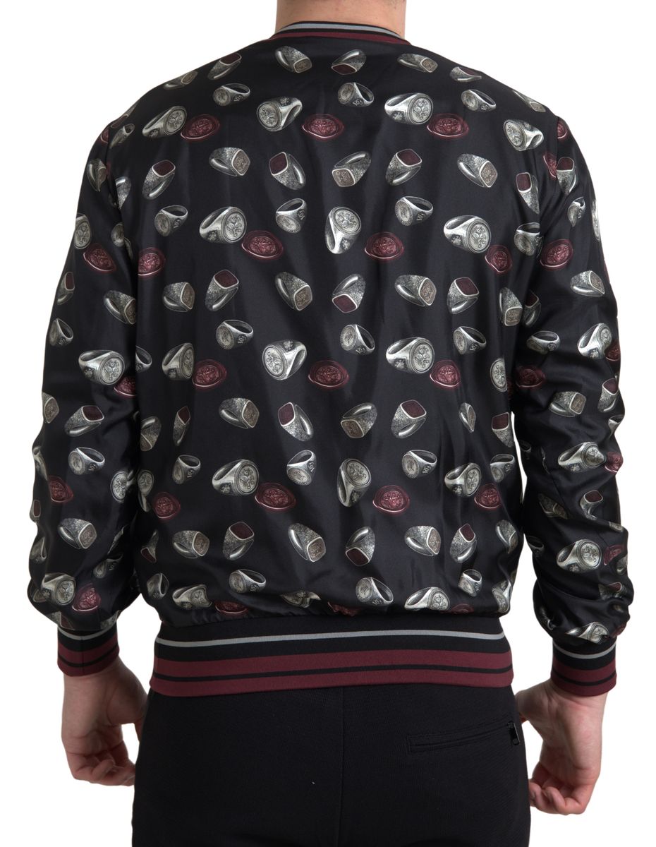 Dolce &amp; Gabbana Elegant Silk Crewneck Pullover - Svart Flerfärgad