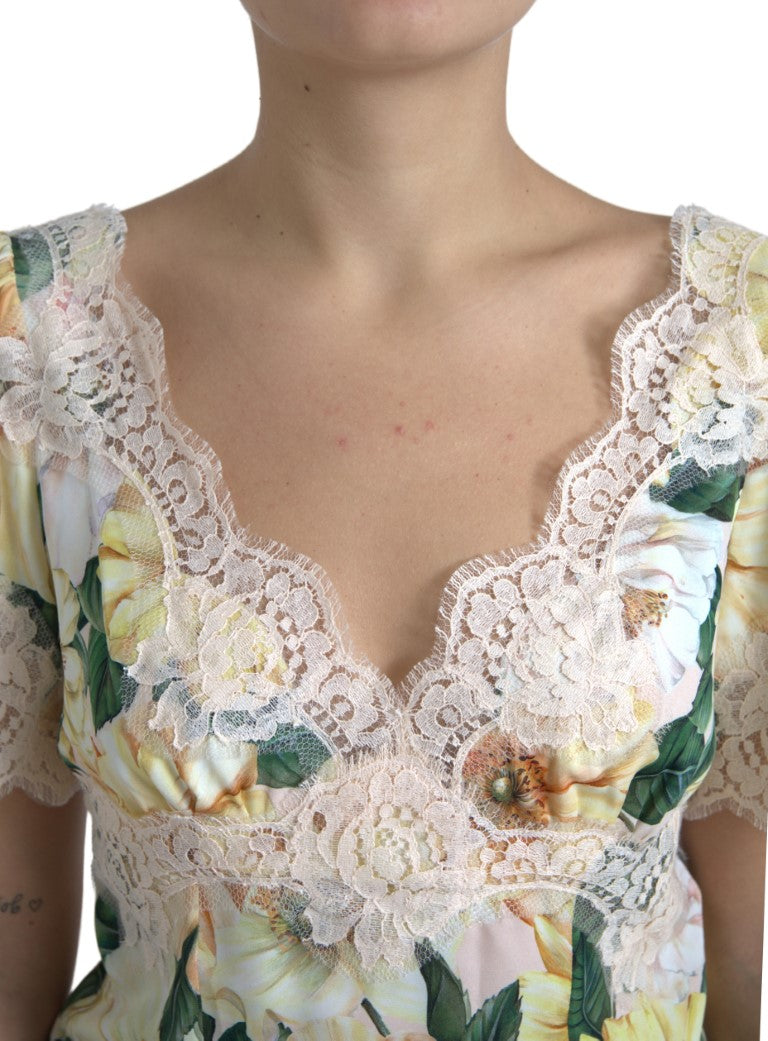 Dolce &amp; Gabbana elegant sidenblus med blommönster