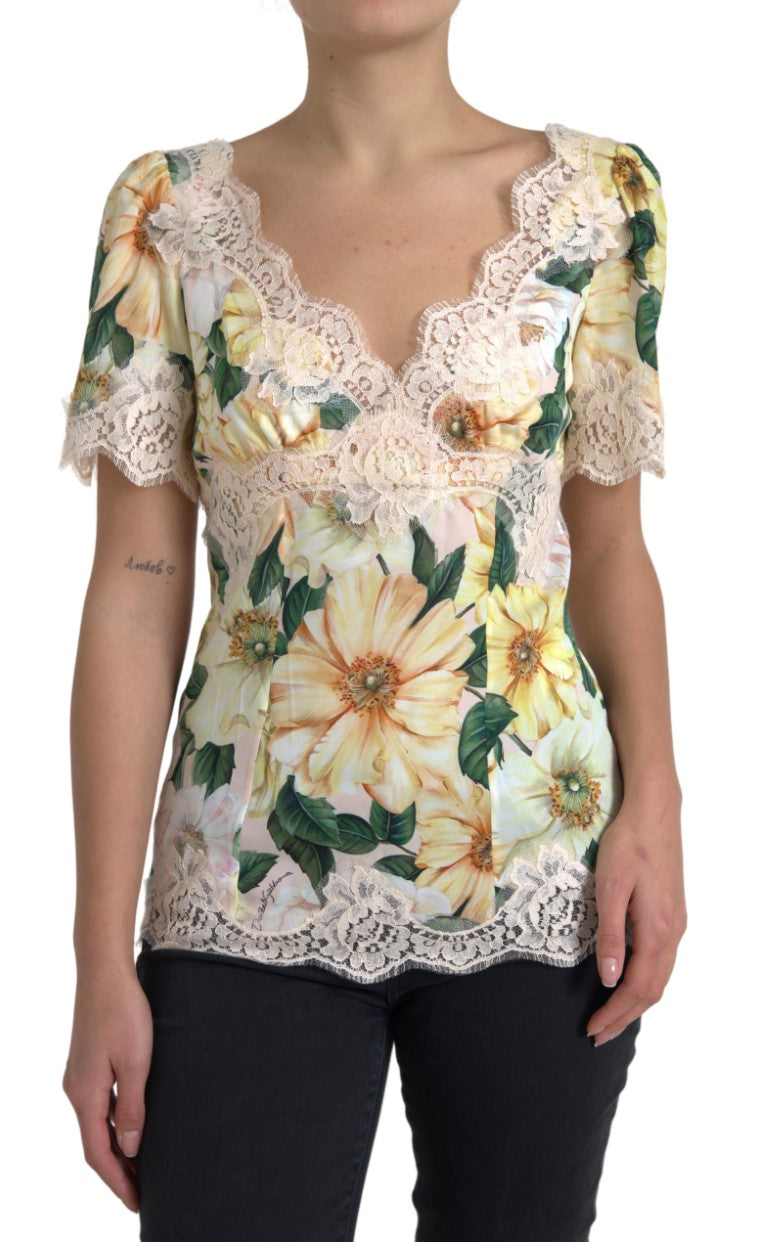 Dolce &amp; Gabbana elegant sidenblus med blommönster