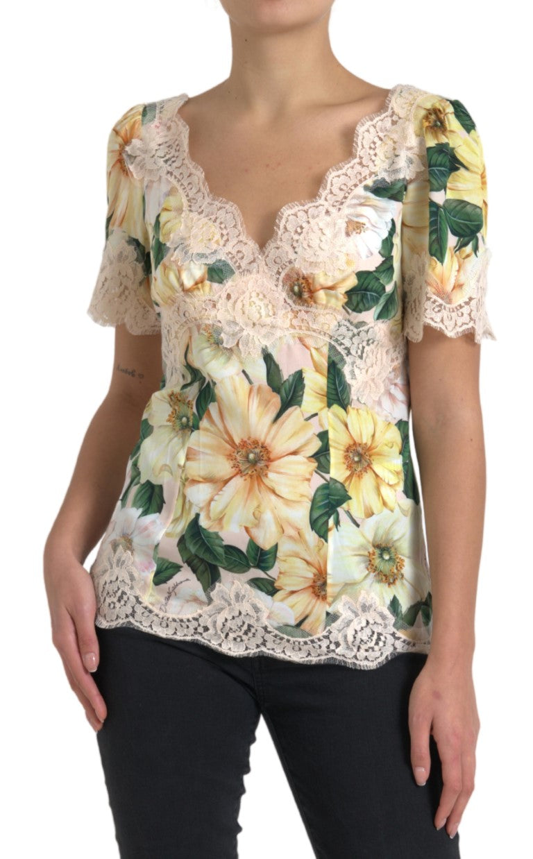 Dolce &amp; Gabbana elegant sidenblus med blommönster