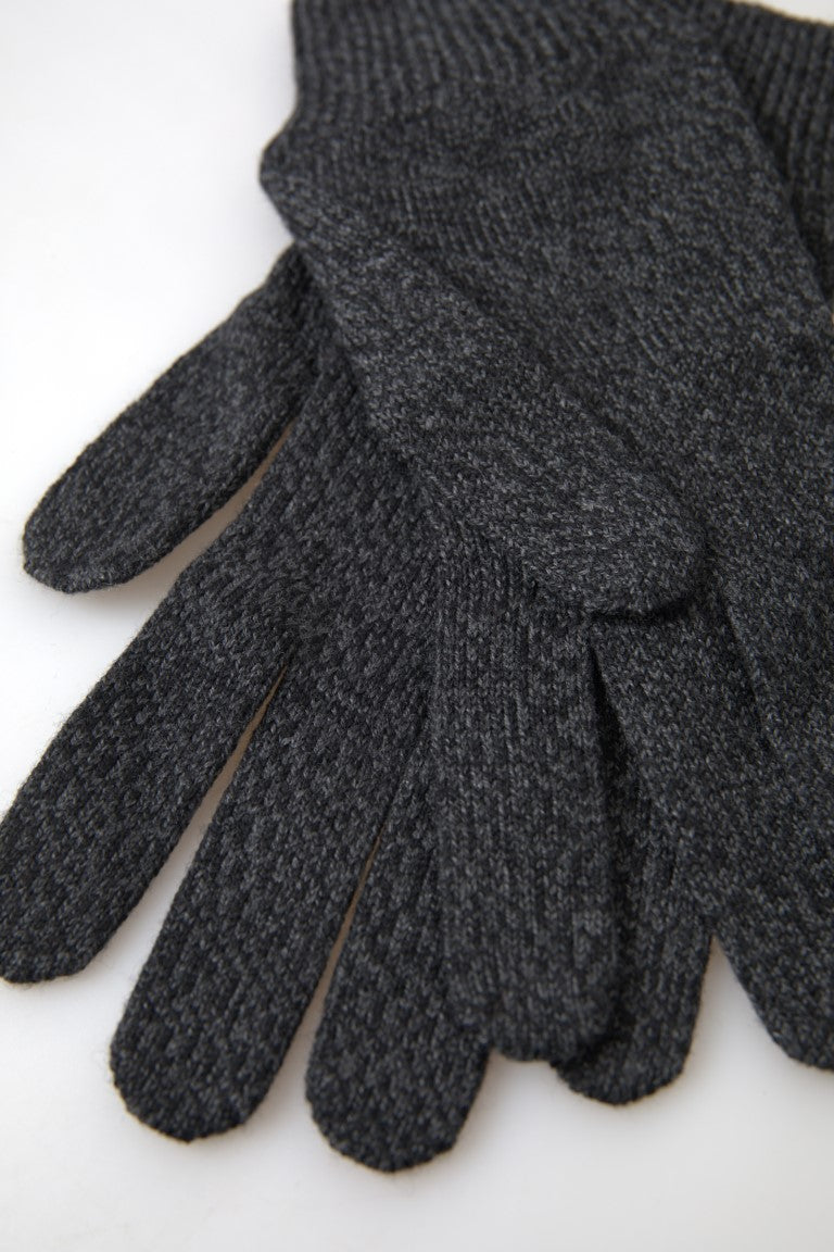 Dolce &amp; Gabbana Elegant Virgin Wool Vinterhandskar i Grå