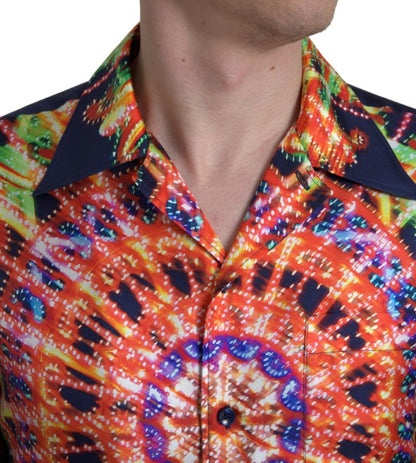 Dolce &amp; Gabbana Multicolor Silk Button-Down Casual skjorta