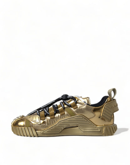 Dolce &amp; Gabbana Glänsande guldtonade lyxsneakers