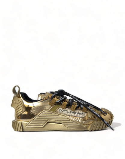 Dolce &amp; Gabbana Glänsande guldtonade lyxsneakers