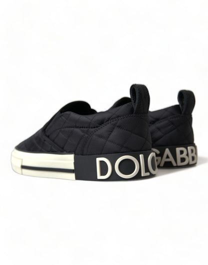 Dolce &amp; Gabbana Elegant Quilted Black Canvas Sneakers