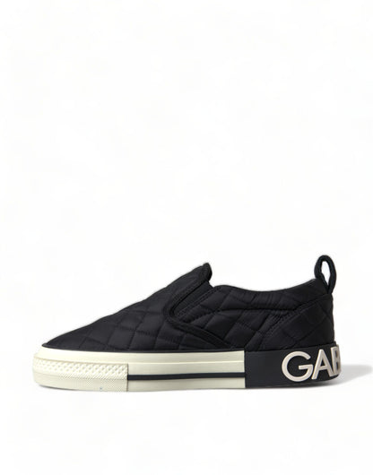 Dolce &amp; Gabbana Elegant Quilted Black Canvas Sneakers