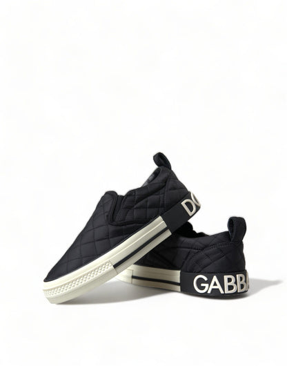 Dolce &amp; Gabbana Elegant Quilted Black Canvas Sneakers