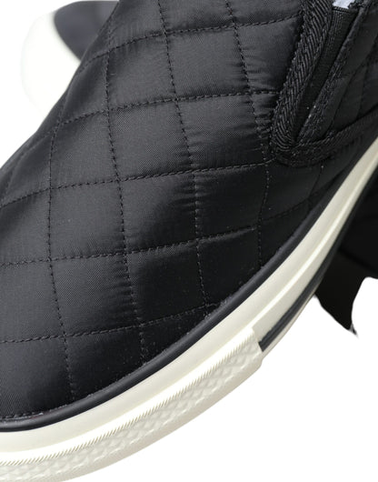 Dolce &amp; Gabbana Elegant Quilted Black Canvas Sneakers