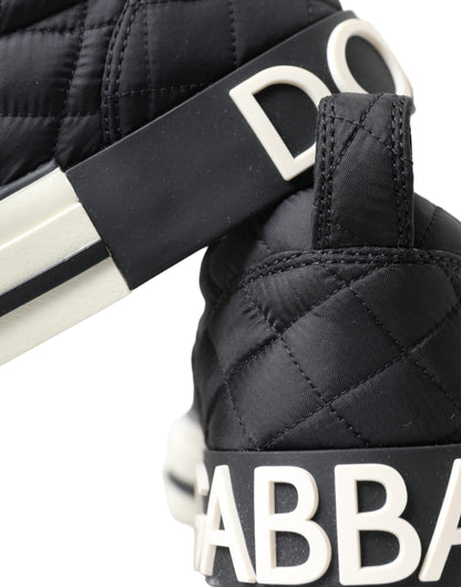 Dolce &amp; Gabbana Elegant Quilted Black Canvas Sneakers