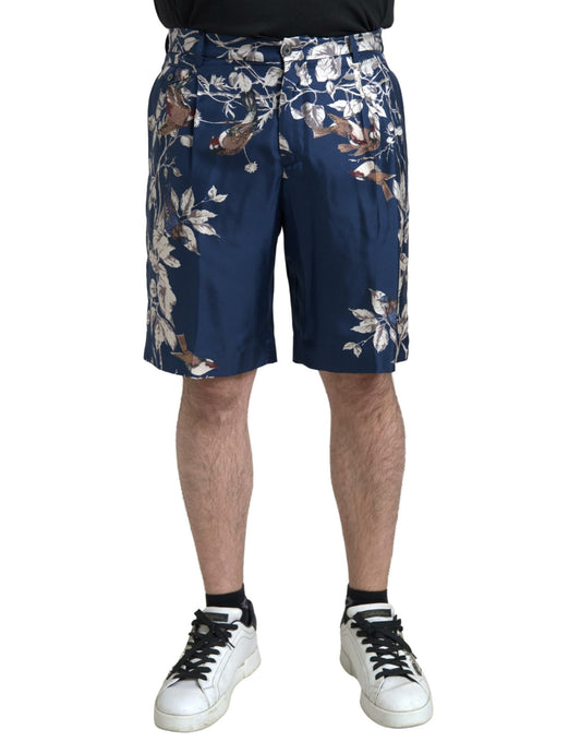 Dolce &amp; Gabbana Silken Floral Bermuda Shorts i Blå