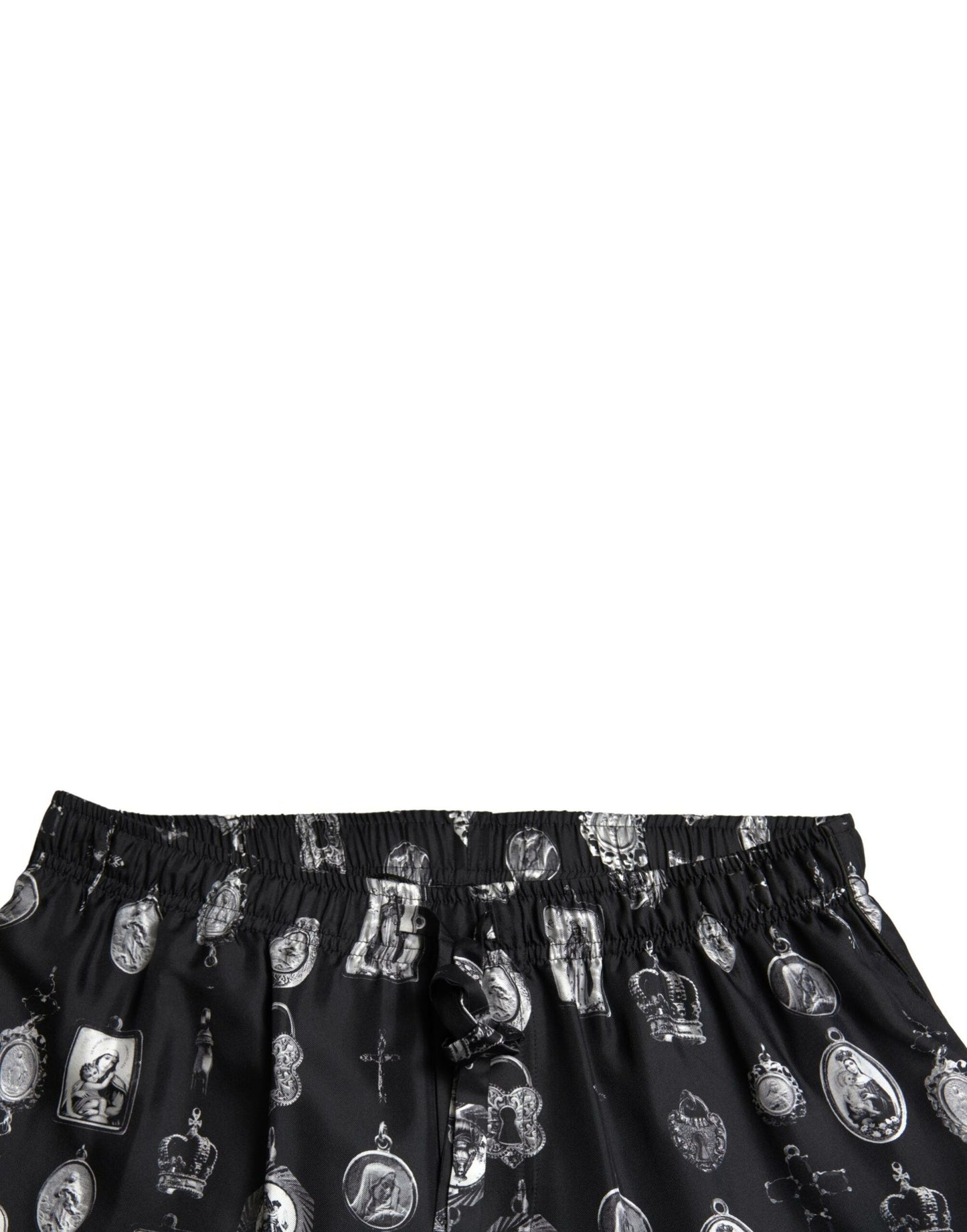 Pantalones deportivos elegantes de seda con estampado religioso de Dolce &amp; Gabbana