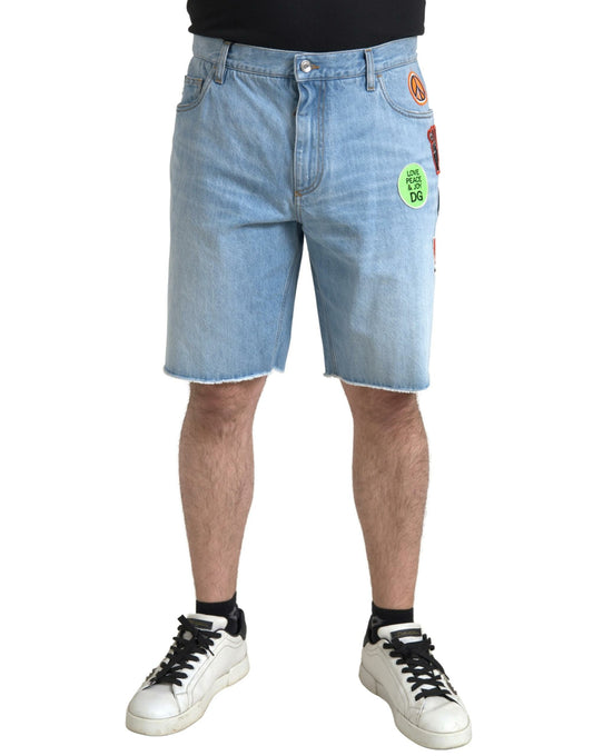 Dolce &amp; Gabbana Elegant ljusblå jeansbermudashorts