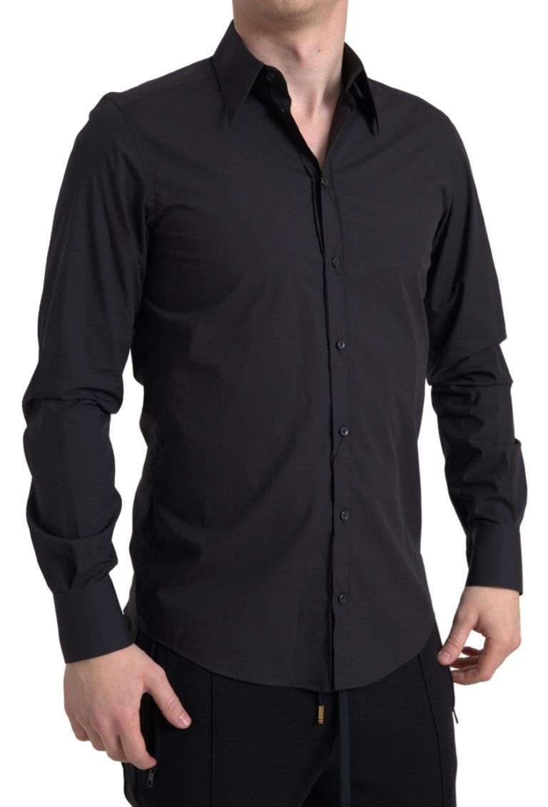 Dolce &amp; Gabbana Elegant Slim Fit Black Cotton Dress Shirt