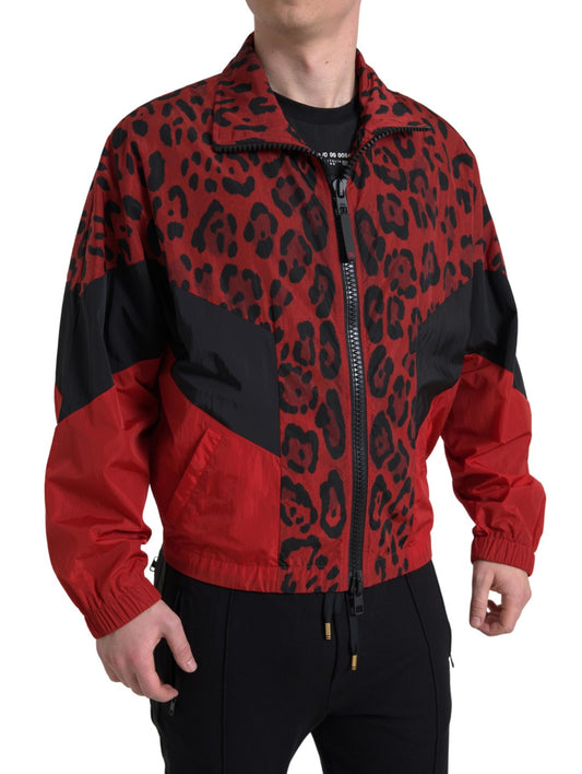 Dolce &amp; Gabbana Röd Leopard Zip Sweater Jacka