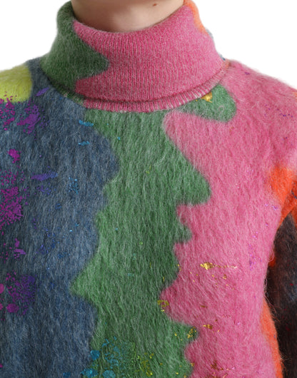 Dolce &amp; Gabbana Multicolor Mohair Stripe Turtleneck-tröja