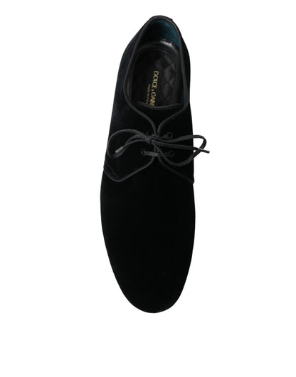 Elegantes zapatos de vestir Derby de terciopelo negro de Dolce &amp; Gabbana