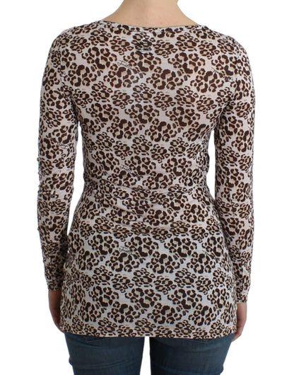 Blusa elegante de manga larga con encaje floral de Cavalli