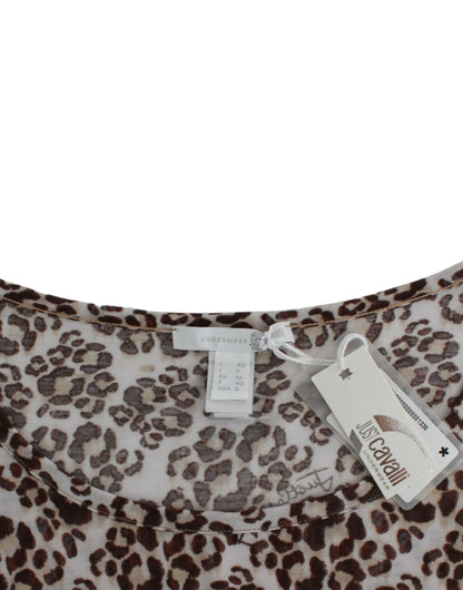 Blusa elegante de manga larga con encaje floral de Cavalli