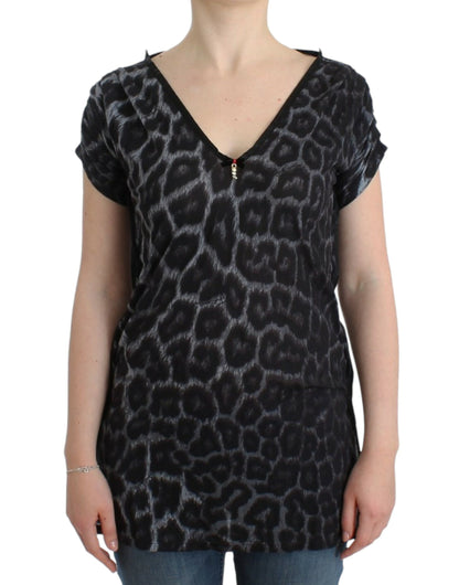 Cavalli Sultry Leopard V-Neck Modal Top