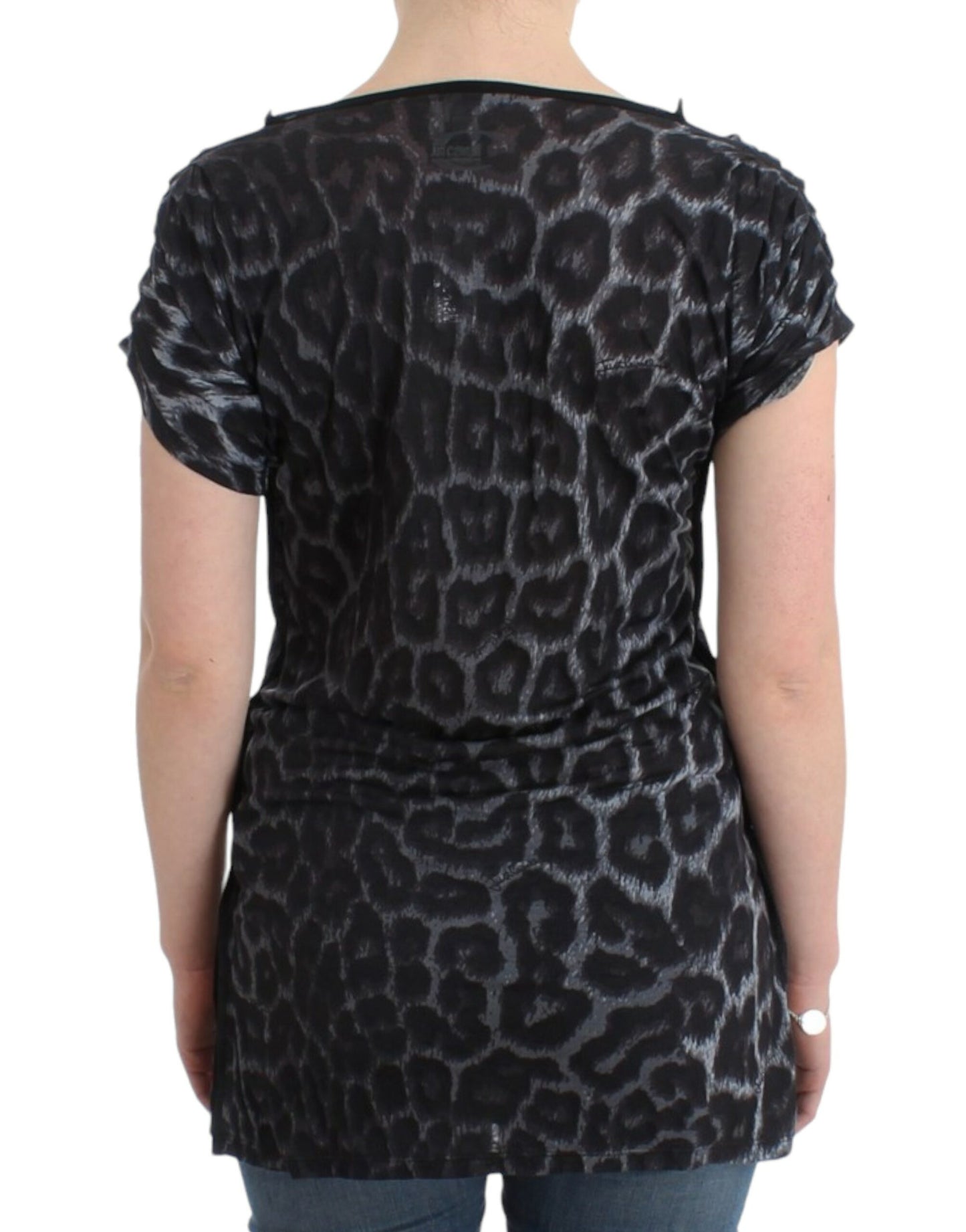 Blusa de modal con escote en V y estampado de leopardo sensual de Cavalli