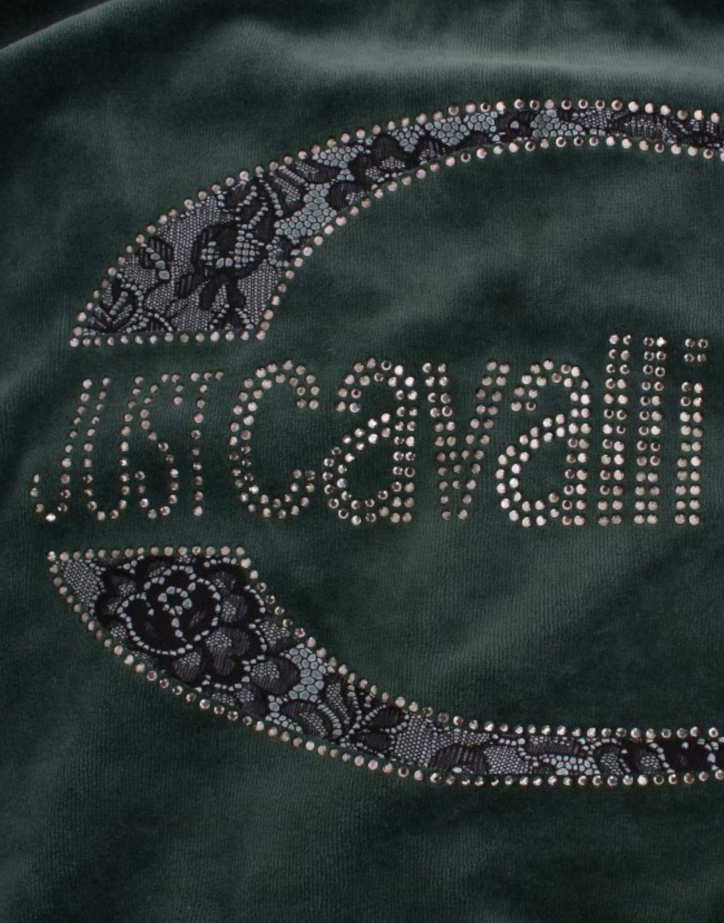 Suéter elegante verde con detalle de diamantes de imitación de Cavalli