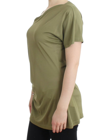 Blusa elegante de jersey verde con detalles dorados de Cavalli