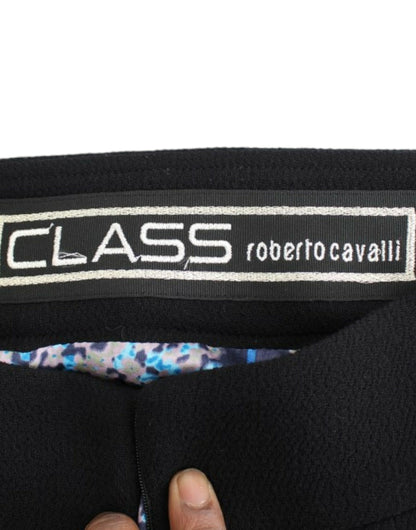 Cavalli Elegant Black Wool Pencil Kjol