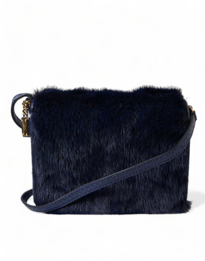 Dolce &amp; Gabbana Exquisite Blue Mink Fur Axelväska