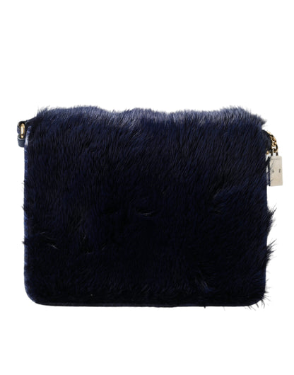 Dolce &amp; Gabbana Exquisite Blue Mink Fur Axelväska