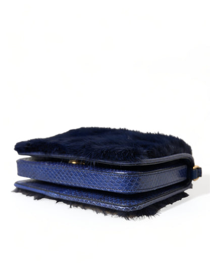 Dolce &amp; Gabbana Exquisite Blue Mink Fur Axelväska