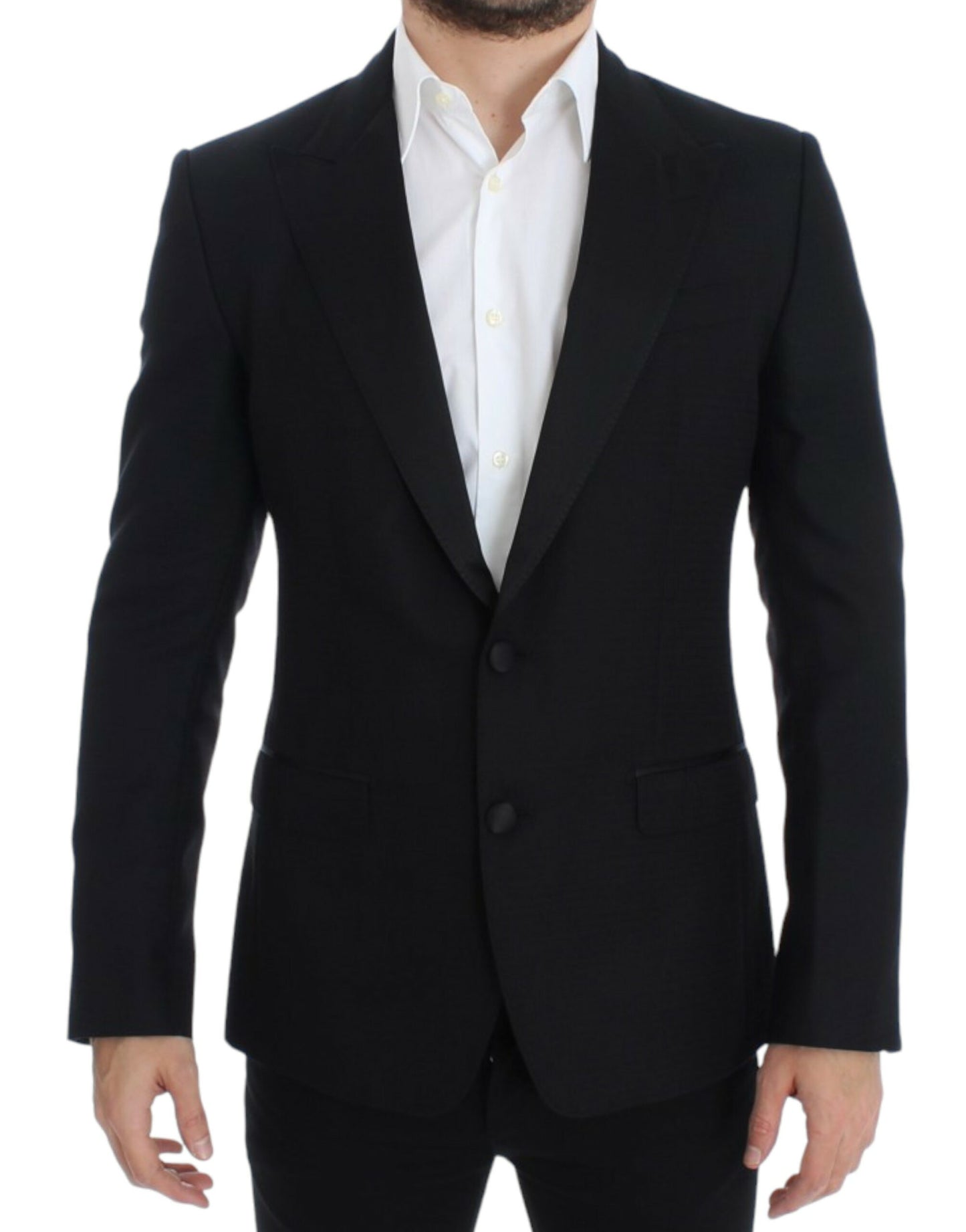 Blazer elegante Sicilia de mezcla de seda negra de Dolce &amp; Gabbana