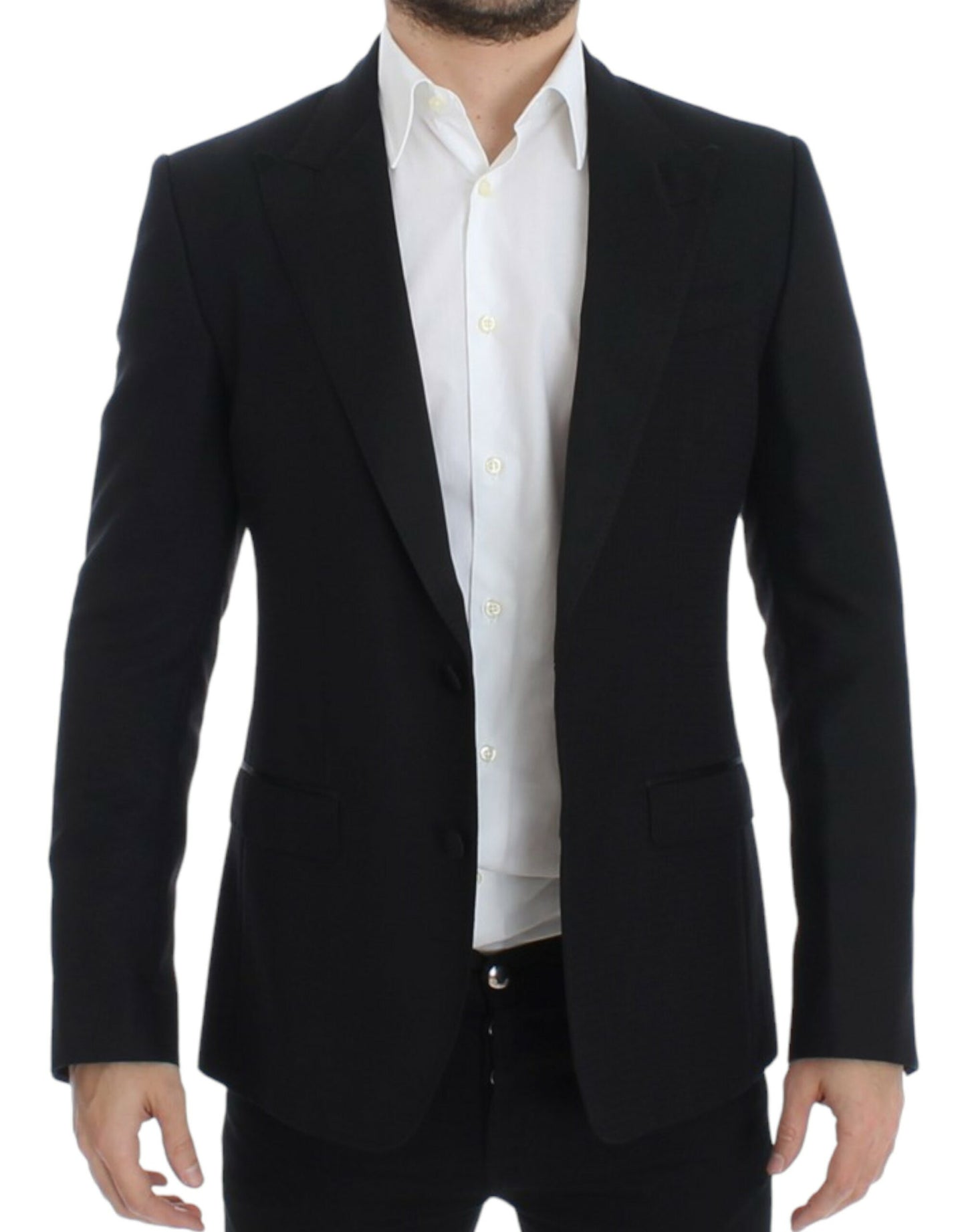 Blazer elegante Sicilia de mezcla de seda negra de Dolce &amp; Gabbana