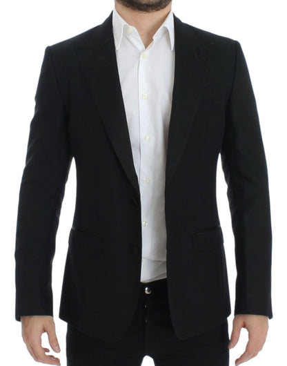 Blazer elegante Sicilia de mezcla de seda negra de Dolce &amp; Gabbana