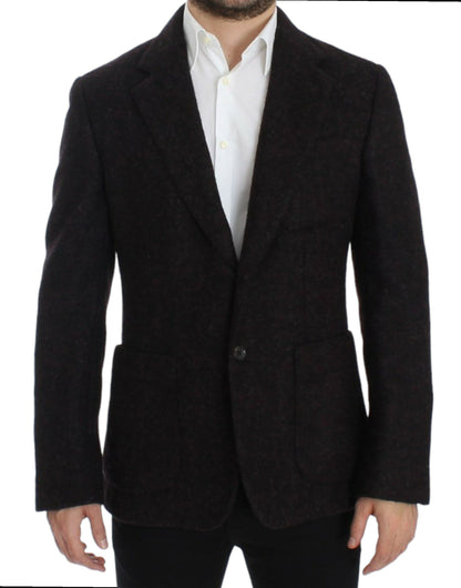 Dolce &amp; Gabbana Chaqueta blazer de dos botones de alpaga burdeos