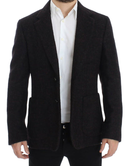 Dolce &amp; Gabbana Chaqueta blazer de dos botones de alpaga burdeos