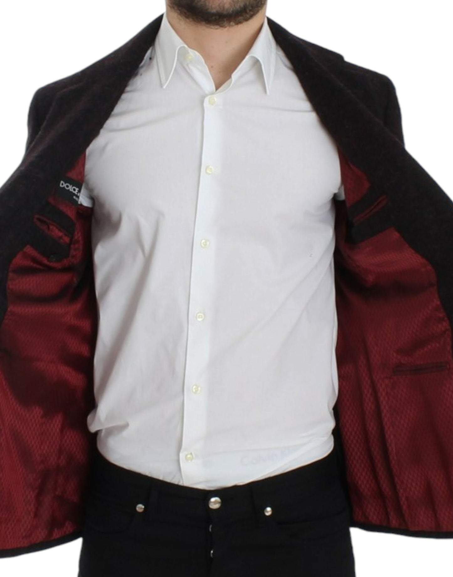 Dolce &amp; Gabbana Chaqueta blazer de dos botones de alpaga burdeos