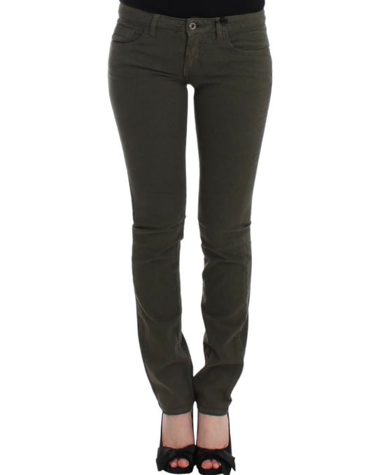 Costume National Chic Green Slim Leg Designer Jeans