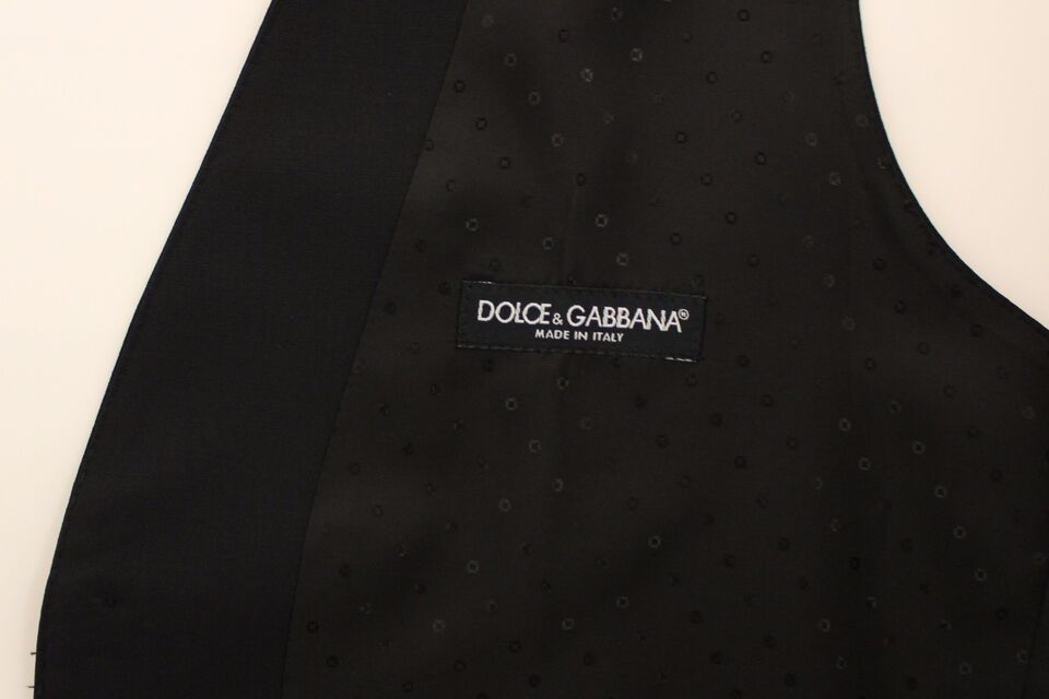 Dolce &amp; Gabbana Elegant Silk-Wool Black Dress Väst