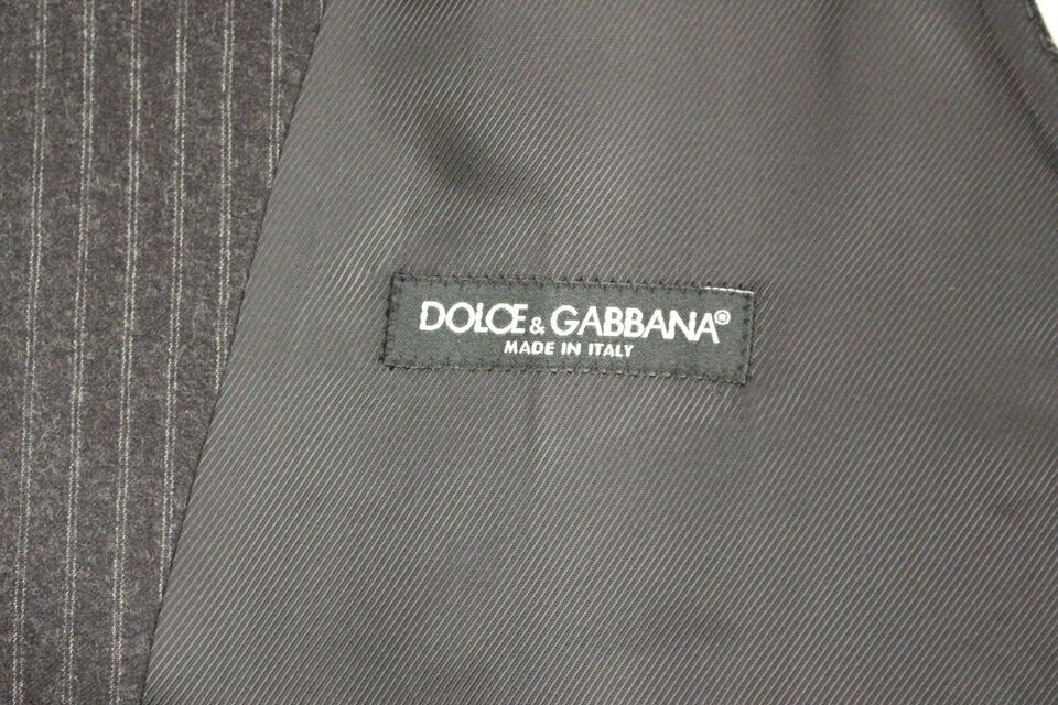 Dolce &amp; Gabbana Elegant grårandig ullklänningsväst