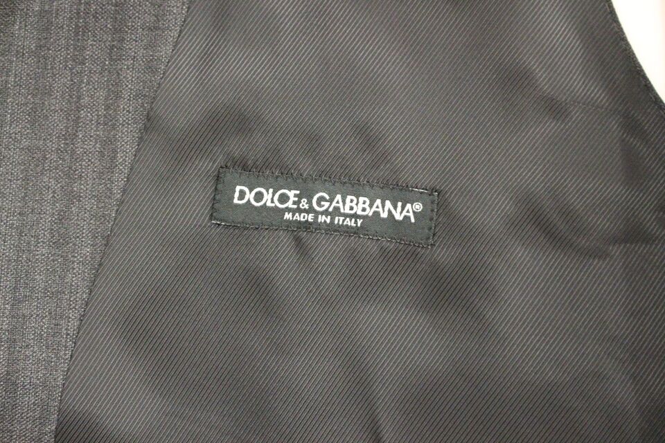 Dolce &amp; Gabbana Elegant grårandig ullklänningsväst