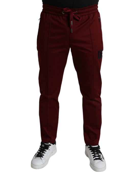 Dolce &amp; Gabbana Maroon Stretch Joggerbyxor i bomull