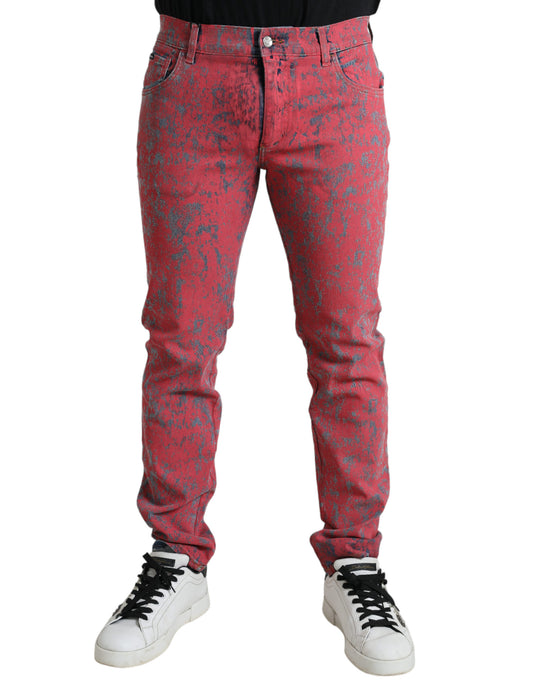 Dolce &amp; Gabbana Red Tie Dye Skinny Denim Jeans