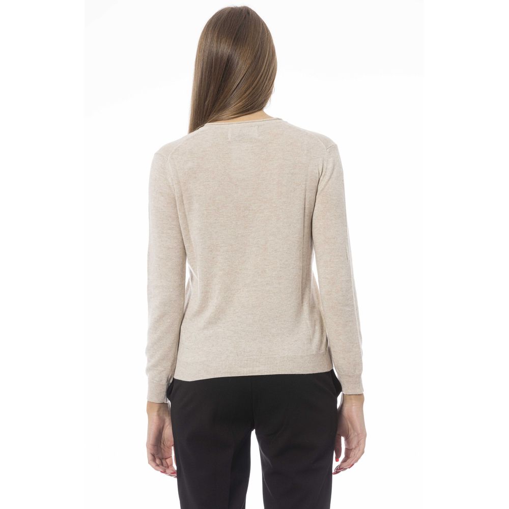 Baldinini Trend Beige Cashmere Damtröja