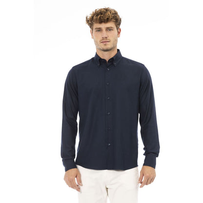 Baldinini Trend Blue Cotton Herrskjorta