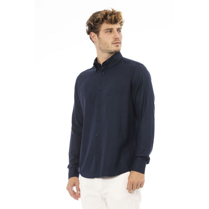 Baldinini Trend Blue Cotton Herrskjorta