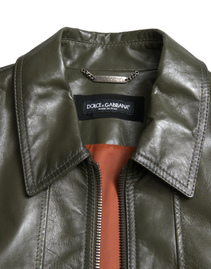 Chaqueta biker de piel Emerald Elegance de Dolce &amp; Gabbana