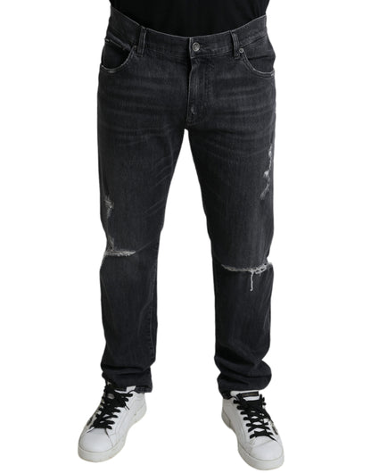 Dolce &amp; Gabbana Elegant Slim Fit trasiga denimjeans