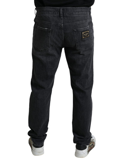 Dolce &amp; Gabbana Elegant Slim Fit trasiga denimjeans